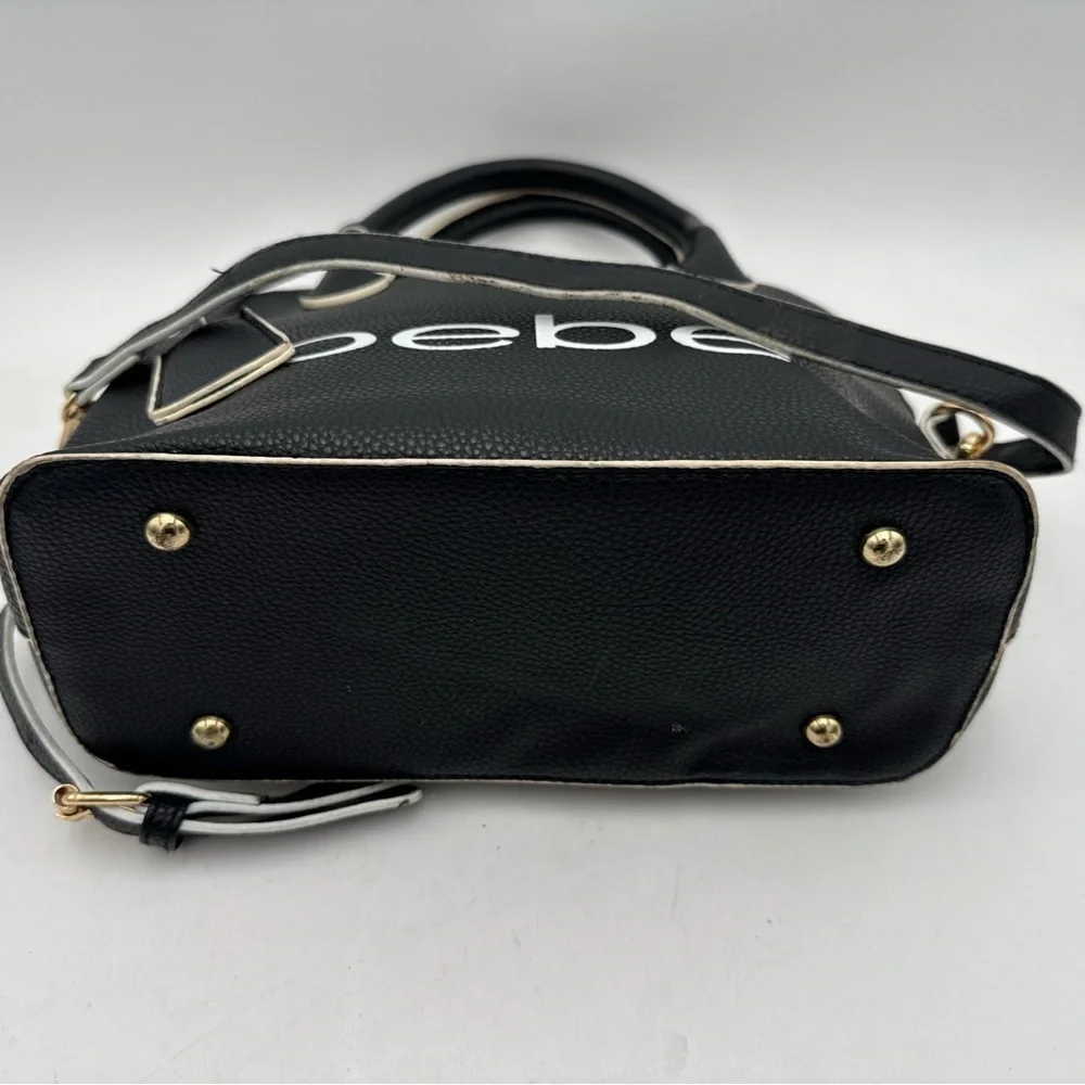 Bebe Black Satchel with White Accents